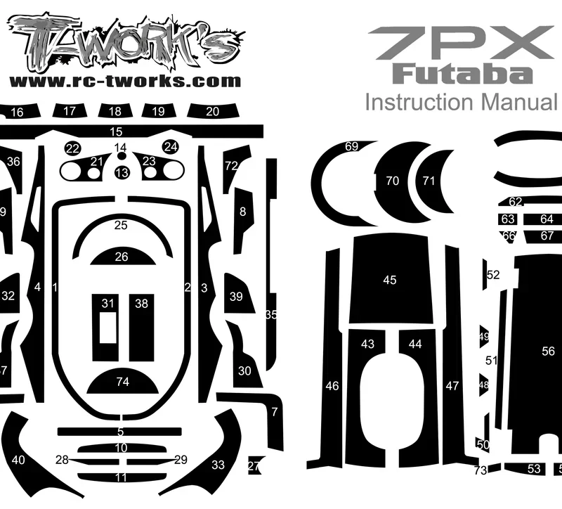 T-Works : Adesivo grafite TS-040 3D Colors (per Futaba 7PX )